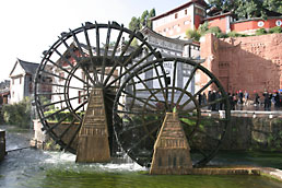 Waterwheels and fresco, Lijiang old town